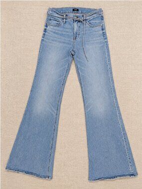 Express 70s Flare Light Wash Tie Waist Jeans Size 6R